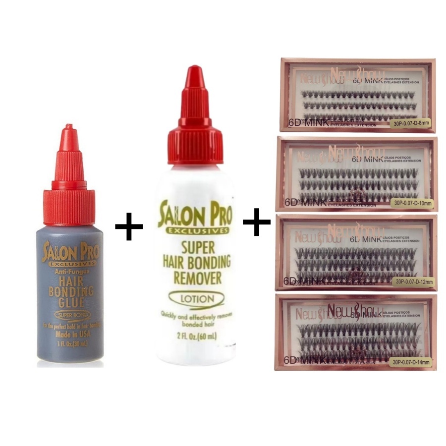 Conjunto NEW SHOW Cilios Postiços 30P-0.07-D + Cola Salon Pro 30ml + Removedor Salon Pro 60ml