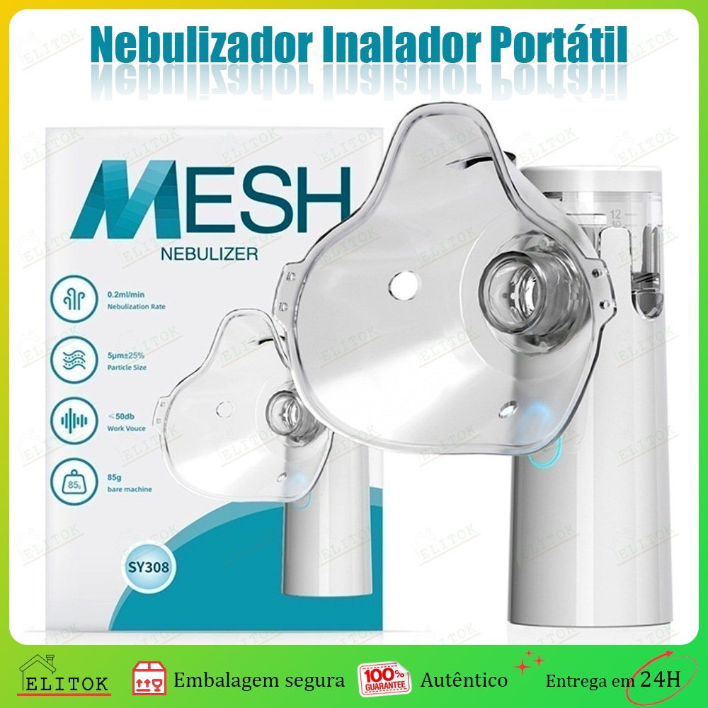 Nebulizador Infantil Portátil Ultrassônico Silencioso Inalador Recarregável Para Asma 2 Máscaras Adultos Crianças