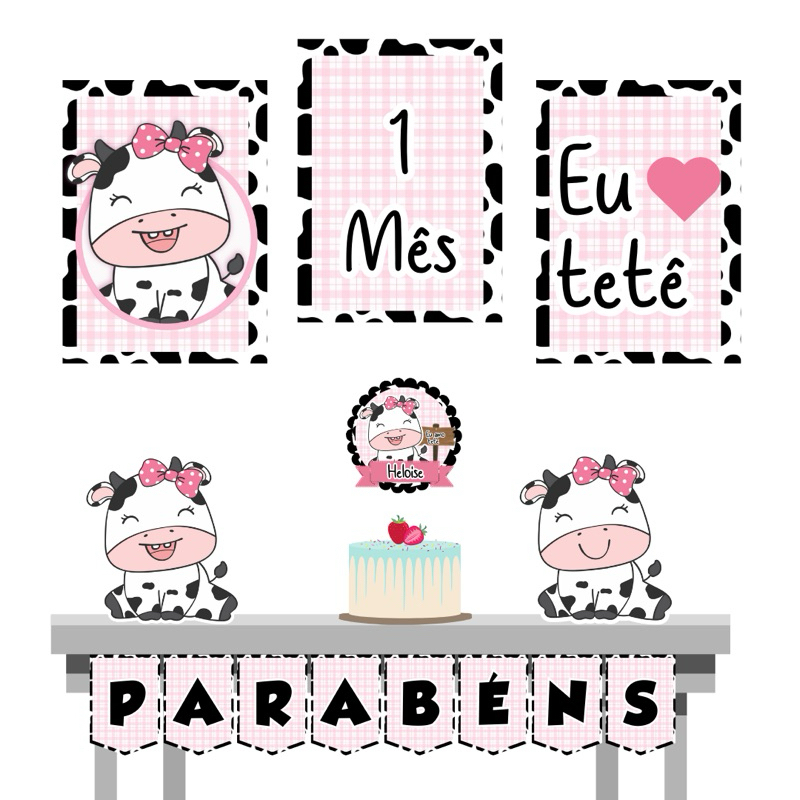 kit festa eu amo tetê Rosa Mesversário ou aniversário