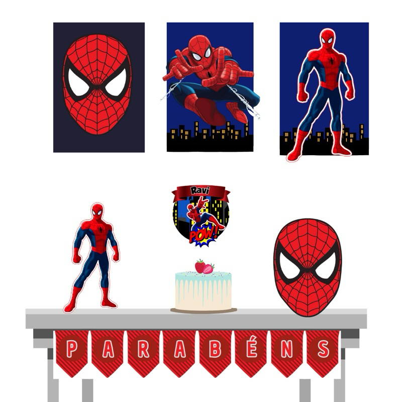 kit festa homem aranha Mesversário ou aniversário infantil em Oferta na Shopee