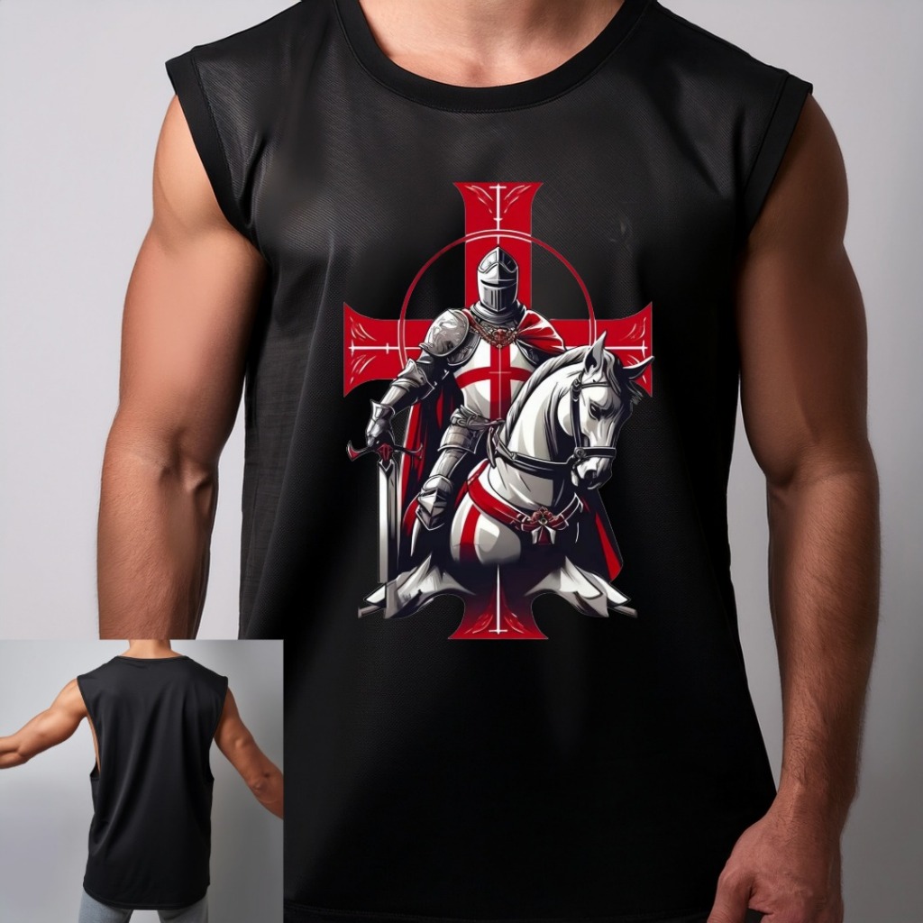 Camiseta Regata Oversized Streetwear 100% Algodão Estampada São Jorge  São Jorge Santo Guerreiro