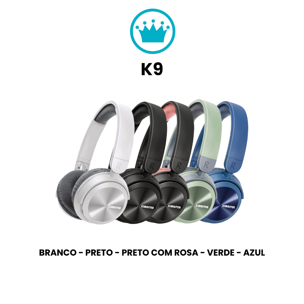 Fone de Ouvido Headset Sem Fio Bluetooth Estéreo Microfone K9 KIMASTER Subwoofer Dobrável Academia