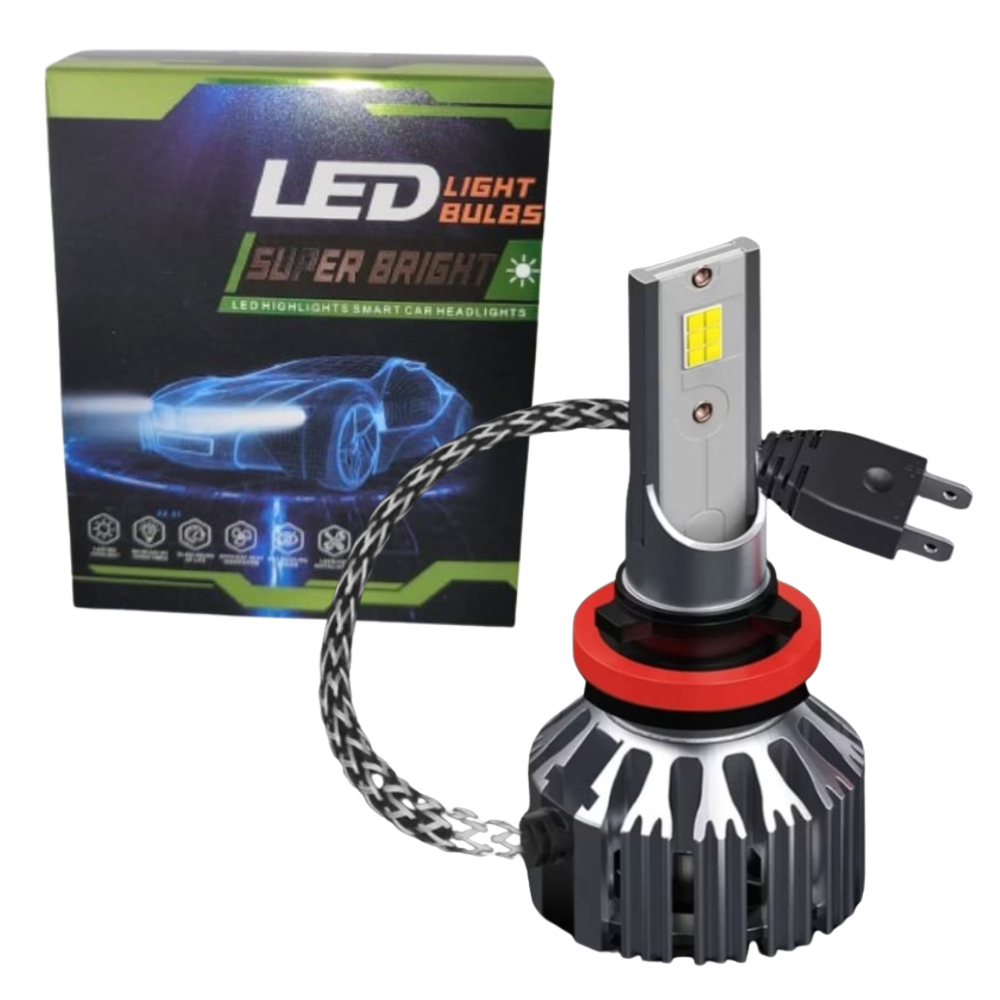 Par Lâmpada Super LED H1 H4 H7 H11 HB3 HB4 6500K | Farol Alto Baixo Ultra Potente + 200% Iluminação | Fácil Instalação