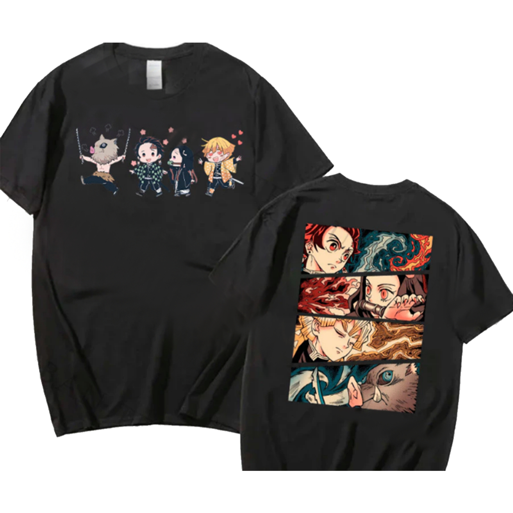 Camiseta Basica Algodao Demon Slayer Chibli Eyes Personagens Anime Unissex Liquidação 100% algodão em Oferta na Shopee