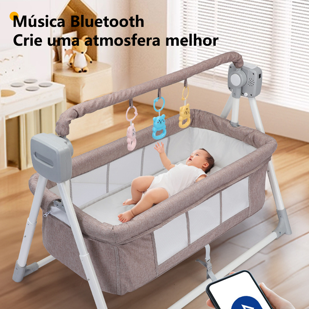 Berço Portátil Moises Co-bed Com Balanço Mosquiteiro e Cesto Cinza - Kababy