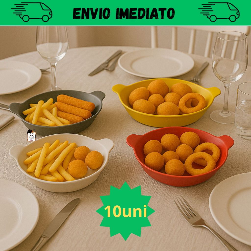 Kit 10 Petisqueira Canoa Barquinho Barca 600ml - Petisco Saladas Lanches - Plástico Resistente