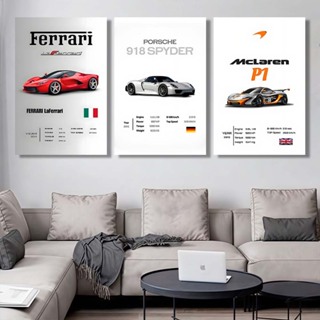 3 Peç Quadro Decorativos as Ferrari McLaren Porsche Com Estilo Moderno Para Sala Ou Quarto Decorativo em Oferta na Shopee