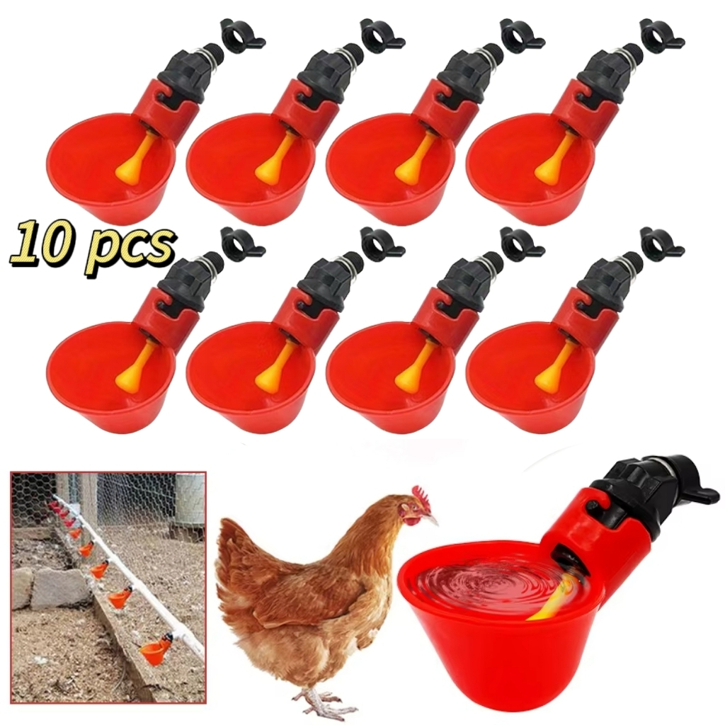 10 Bebedouro Automático Para Aves Galinhas - Copo De Água Cor Vermelho