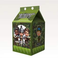 Caixinha Milk Soldados de Cristo para Festa Personalizada - Lembrancinha para Festa