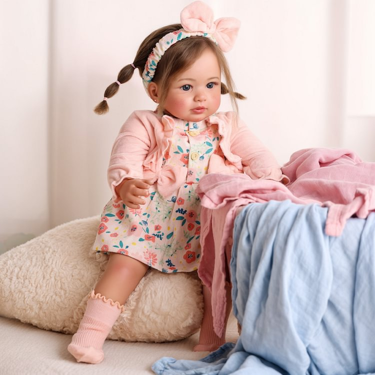 Brastoy Boneca Bebê Reborn Silicone Realista 48cm Menina Rosa Novos