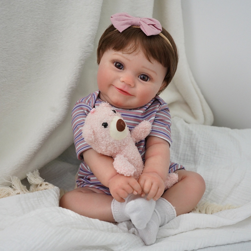 Bebê Reborn Silicone 48cm Menina Olho Castanho Presente Perfeito Barato Maddie B