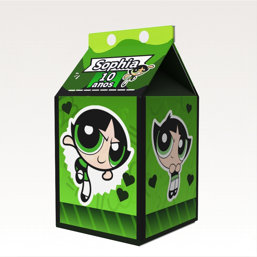 Caixinha Milk Docinho Meninas Super Poderosas para Festa Personalizada - Lembrancinha para Festa