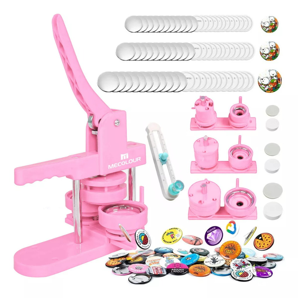 Máquina De Fazer Botões Redondos, Quadrados E Em Formato De Coração Da MECOLOUR - Inclui Materiais Combinando em Oferta na Shopee