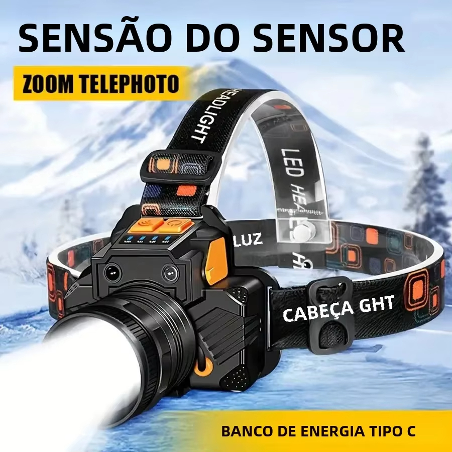 Imagem Lanterna De Cabeca Profissional Led Prova D'água Farol De Cabeça Potente Forte