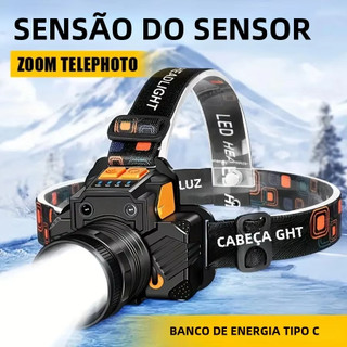 Lanterna De Cabeca Profissional Led Prova D'água Farol De Cabeça Potente Forte