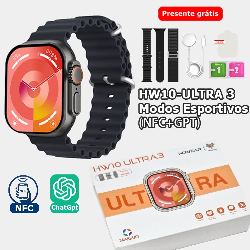 MAIGUO HW10-ULTRA 3 Séries | Relogio Smartchwatch | Modos Esportivos+ À Prova D'água+NFC
