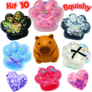 Kit 10 Squishy Anti Stress Macio Sortido Patinha Gato Ursinho Fofo Brinquedo Sensorial Fid Get Toy em Oferta na Shopee