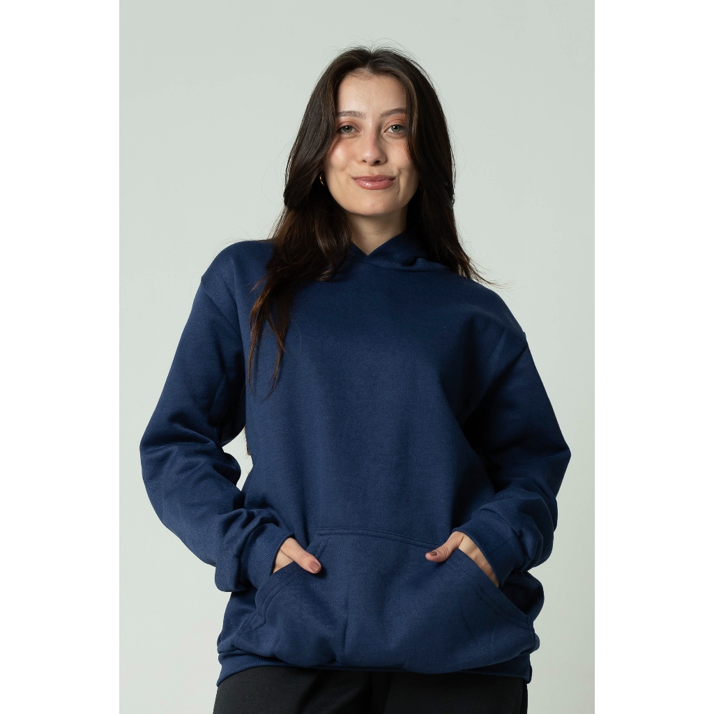 Moletom Canguru Com Capuz Casaco Feminino Masculino Flanelado Unissex Inverno Liso Frio Algodão Blusa