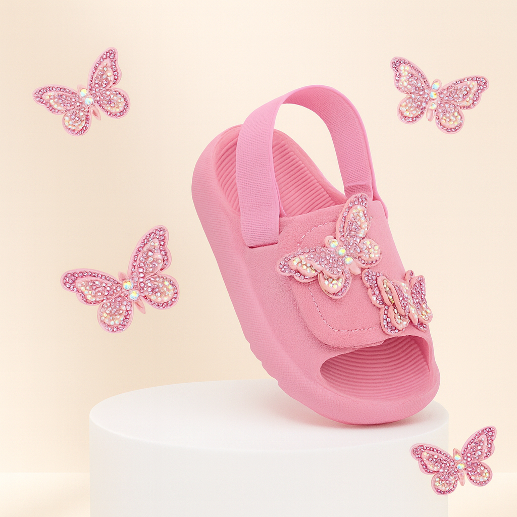 Sandália bebê infantil feminina menina ortopédica borboleta 3D strass elástico confortável exclusivo em Oferta na Shopee