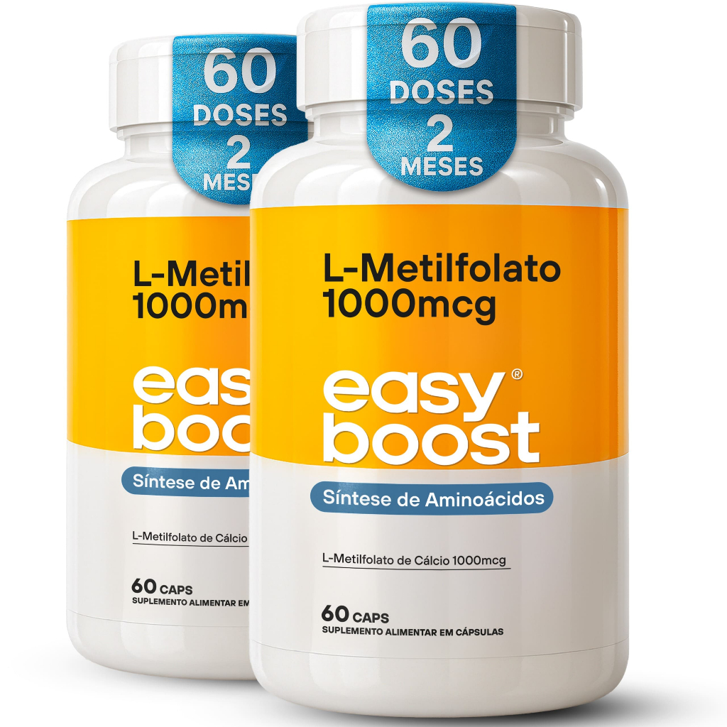L-Metilfolato de Cálcio 1000mcg Easy Boost Kit 2x 60 Caps Ácido Fólico Ativo B9 120 caps