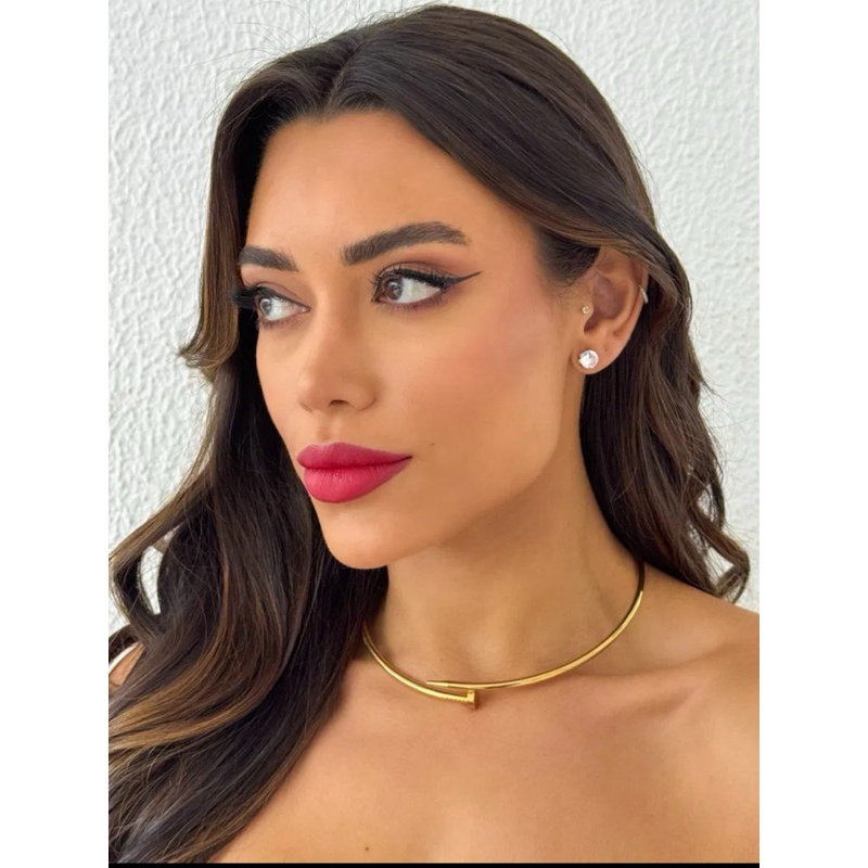 Colar Feminino Choker Dourado Luxo | Gargantilha Elegante Minimalista | Bijuteria Fina