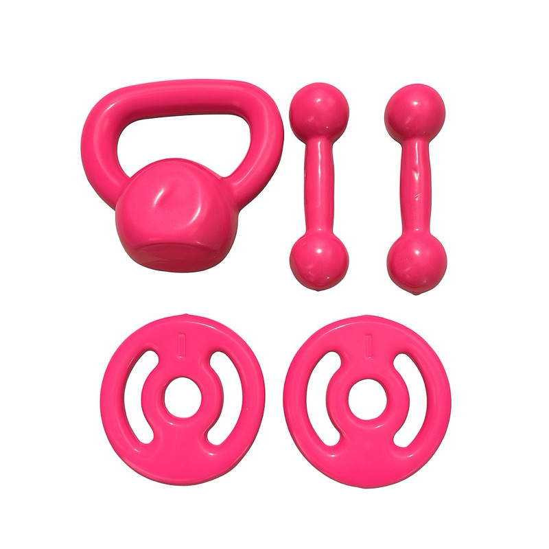 kit de treino 8kg: ketlebell 4kg + par de halteres bola 1kg + par de anilha 1kg