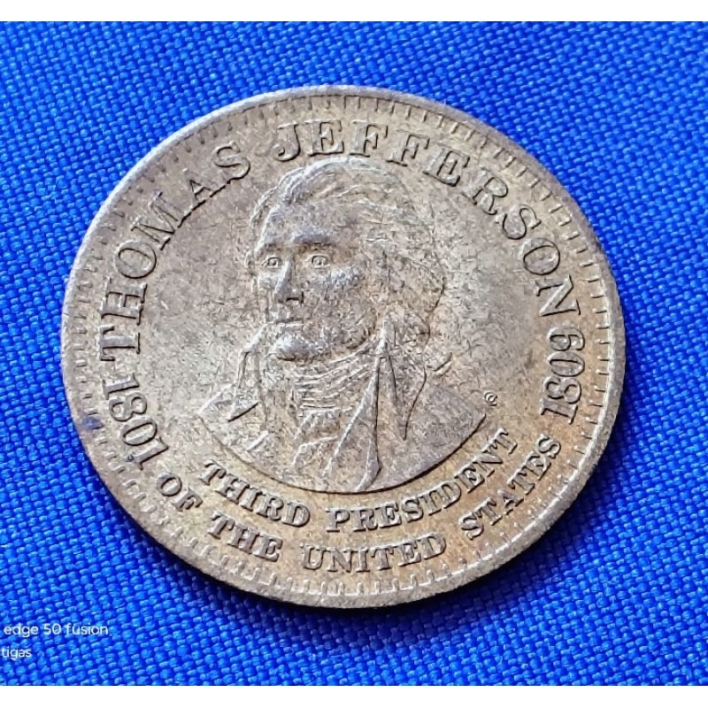 Medalha Thomas Jefferson - 3⁰ Presidente dos Estados Unidos - 1801 - 1809 - Elimatec Moedas Antigas.