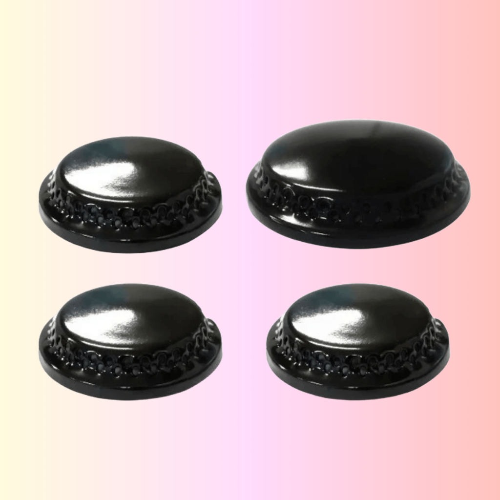 Espalhador Tampinha Bocas P/ Fogão Dako Antigo (Jogo c/4) 3 Pequenas + 1 Grande Esmaltado Preto Metalúrgica Roa