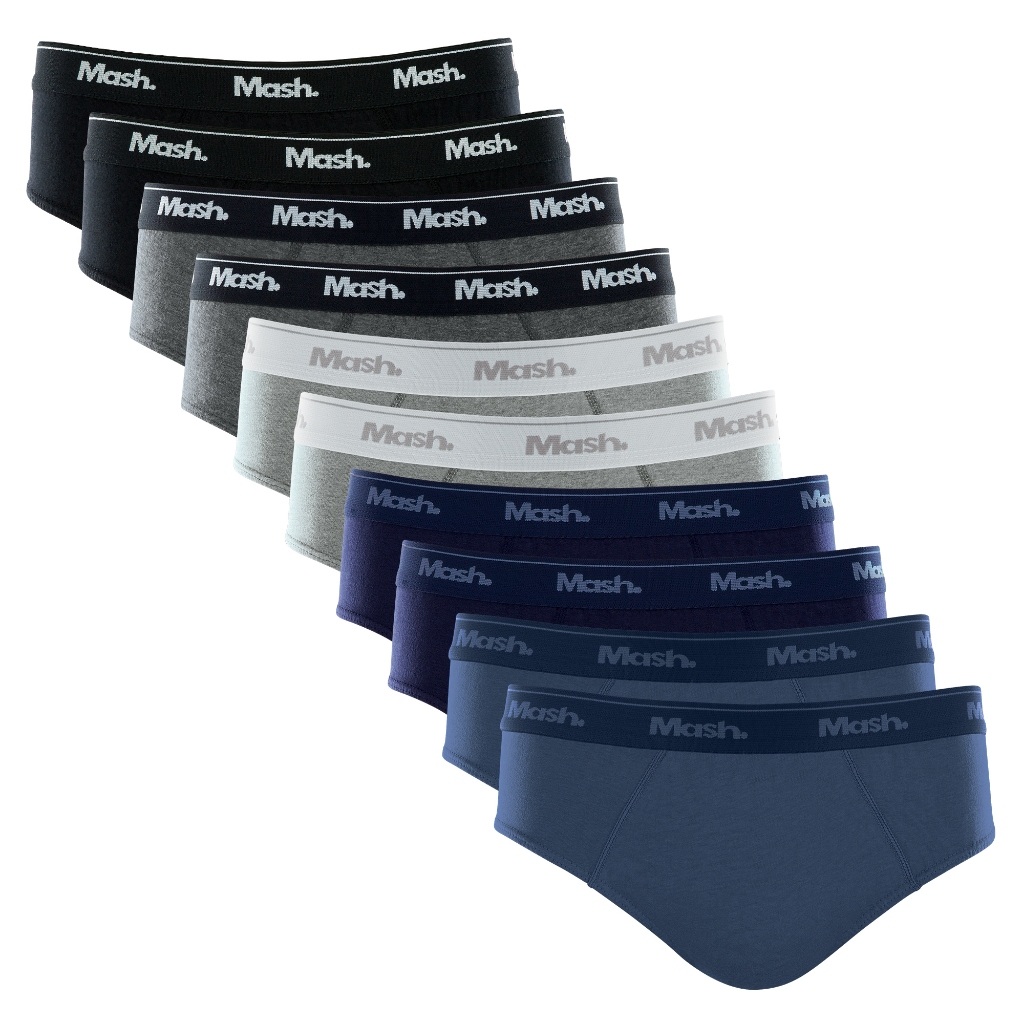 Kit 10 cuecas Mash Slip algodão confortável elástico aparente
