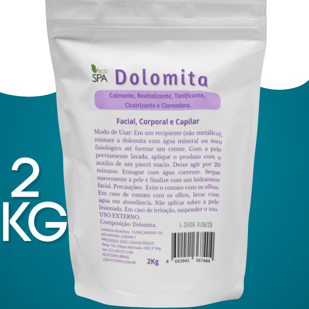 Dolomita em pó Pura - para Skin Care Clareadora manchas cravo e espinhas