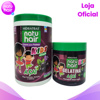 Kit Creme para pentear Açaí 1kg + Gelatina 550g Natuhair Açaí em Oferta na Shopee