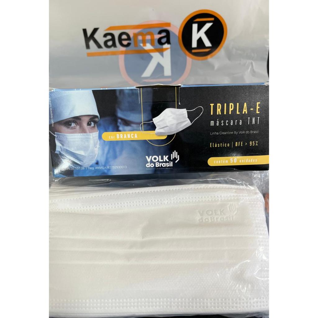 Kit 50  Mascara Descartavel Tripla Branca Mascara para Hospital Estética Marca Volk