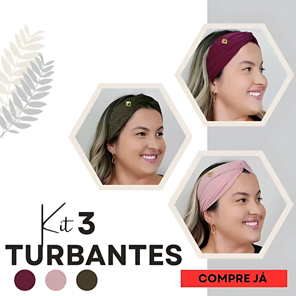 Kit 3 Turbantes Profissionais Luréx Brilho Estética Odonto Biomedicina Estética Microfibra Conforto