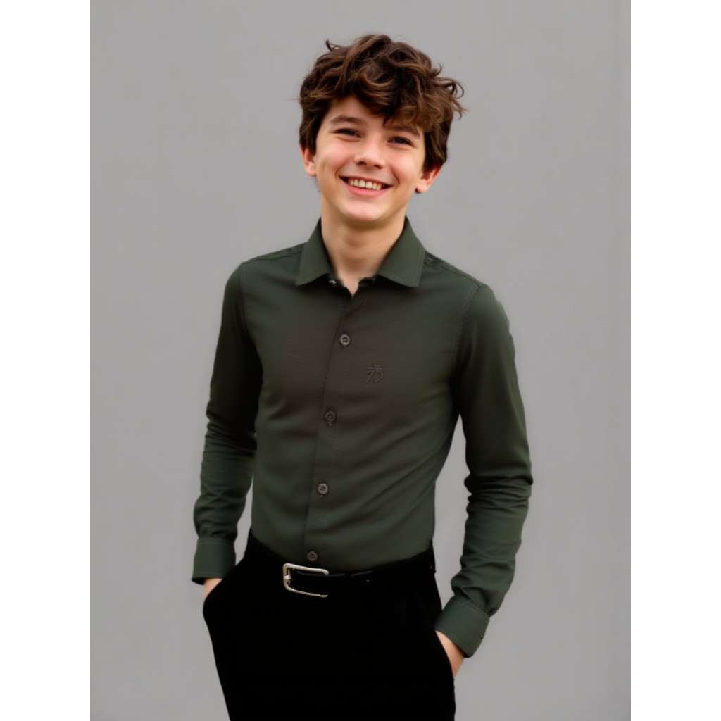 Camisa Social Manga longa Masculina Infantil Juvenil Congresso Formatura Casamento Varias cores 01 ao 16