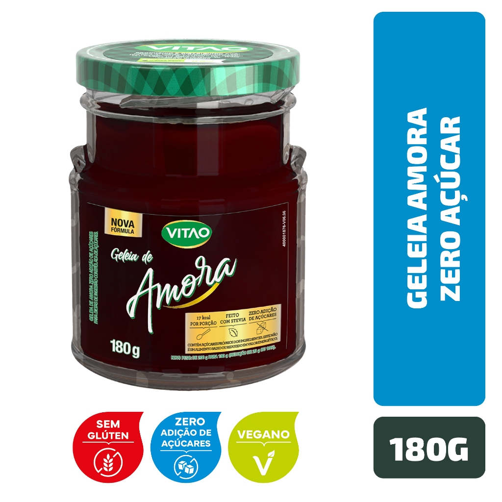 Geleia Amora Zero Açúcar Vitao 180 g em Oferta na Shopee