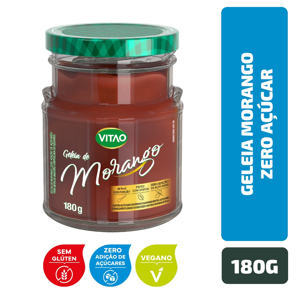 Geleia Morango Zero Açúcar Vitao 180 g em Oferta na Shopee