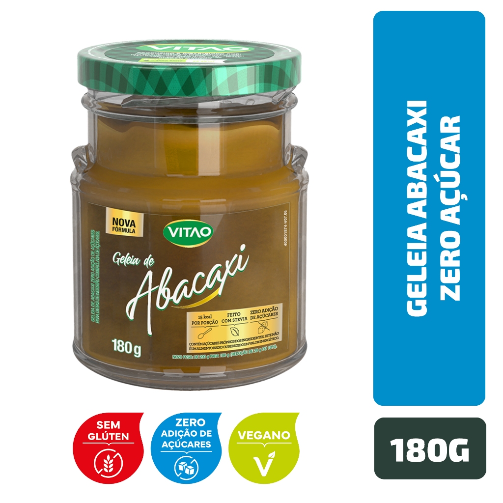 Geleia Abacaxi Zero Açúcar Vitao 180 g em Oferta na Shopee