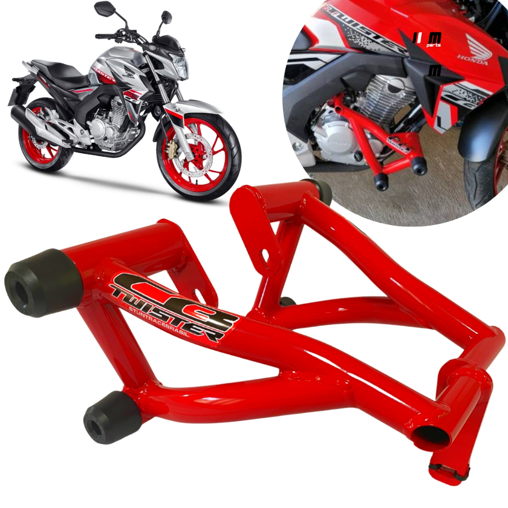 Protetor Twister 250 Stunt Cage Gaiola Slider Stunt Stunt Race Motor e carenagem CB 250F Cb250F 2015 a 2023 - VERMELHO