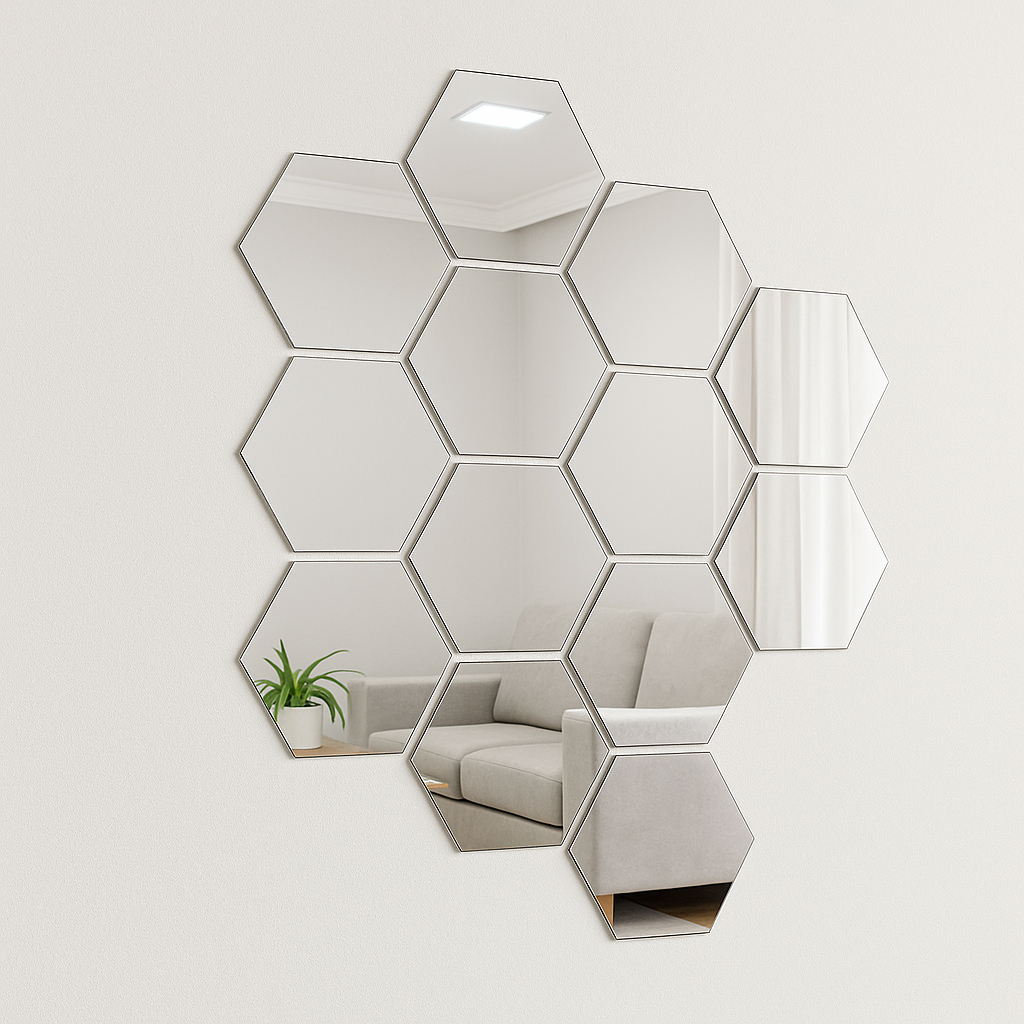 Oferta! Kit 10 Espelhos Acrílico em formato Hexagono 12x10cm - Achadinhos da Shopee