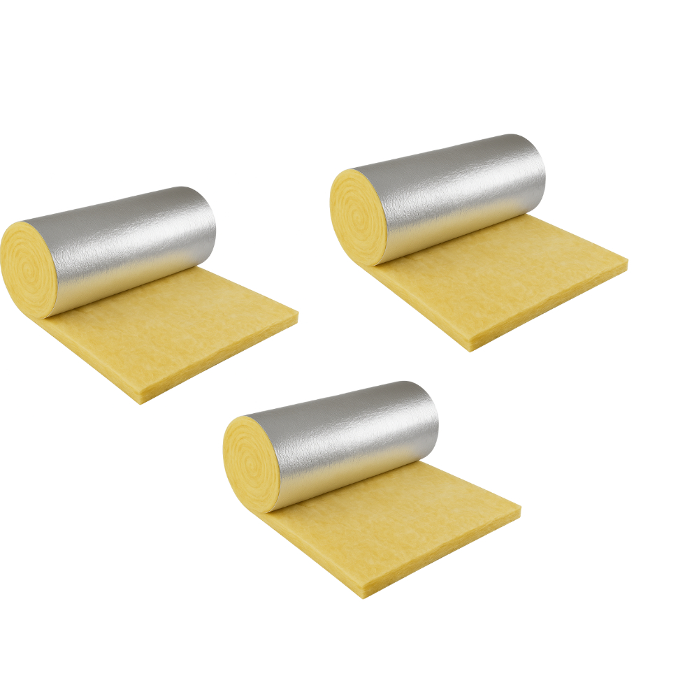 Kit 3 Mantas Lã De Vidro Aluminizada Isoflex 120 x 50 x 3,8 cm Densidade 12 kg/m³ para Forno Fogão Churrasqueira Lareira
