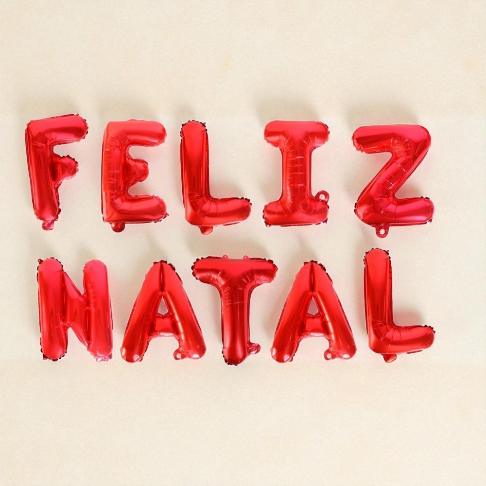 Kit Balões Metalizados Festas Temática Natal Vermelho Foil Balão 37cm Decoração Evento