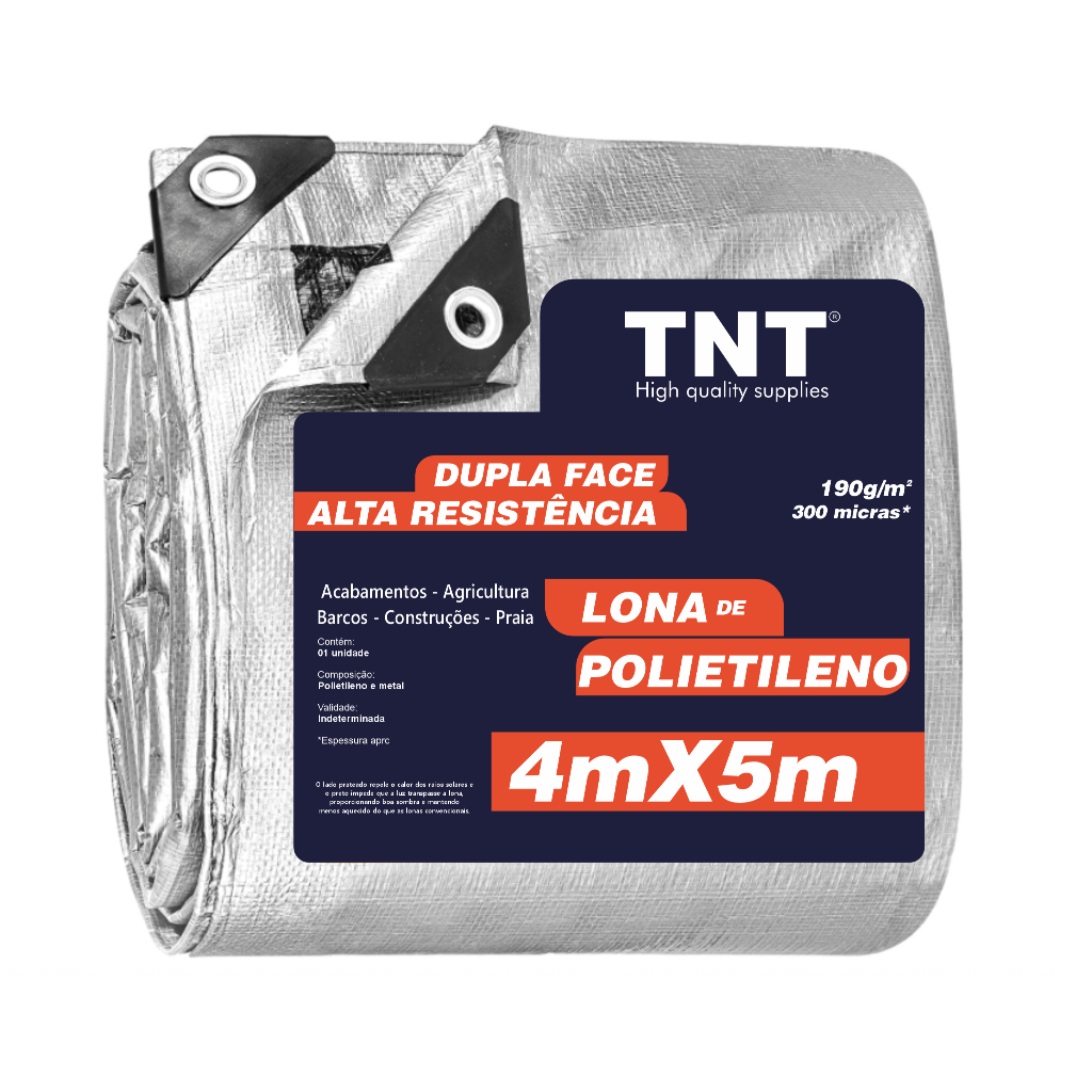 Lona 4x5 EXTRA FORTE 300 Micras Ilhós Reforçado Dupla Face TNT