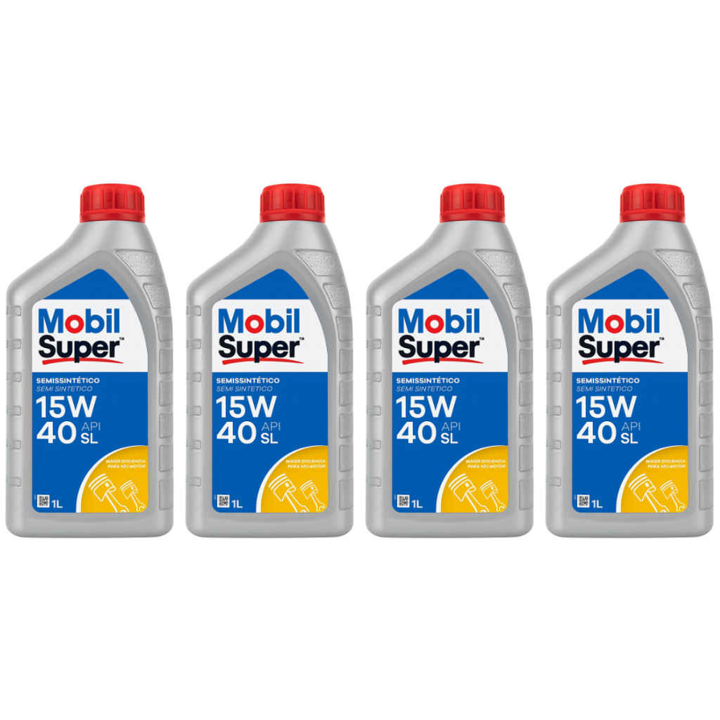 Kit 4 Óleos Motor Mobil Super 15w40 Semissintético Api Sl