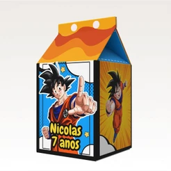 Caixinha Milk Dragonball Goku para Festa Personalizada - Lembrancinha para Festa