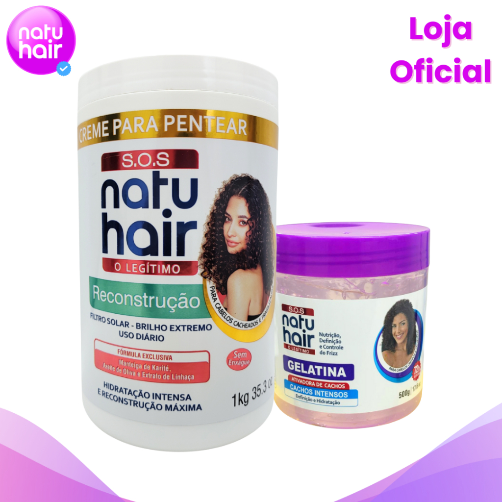 Creme Para Pentear Reconstrução + Gelatina Ativadora de Cachos NatuHair