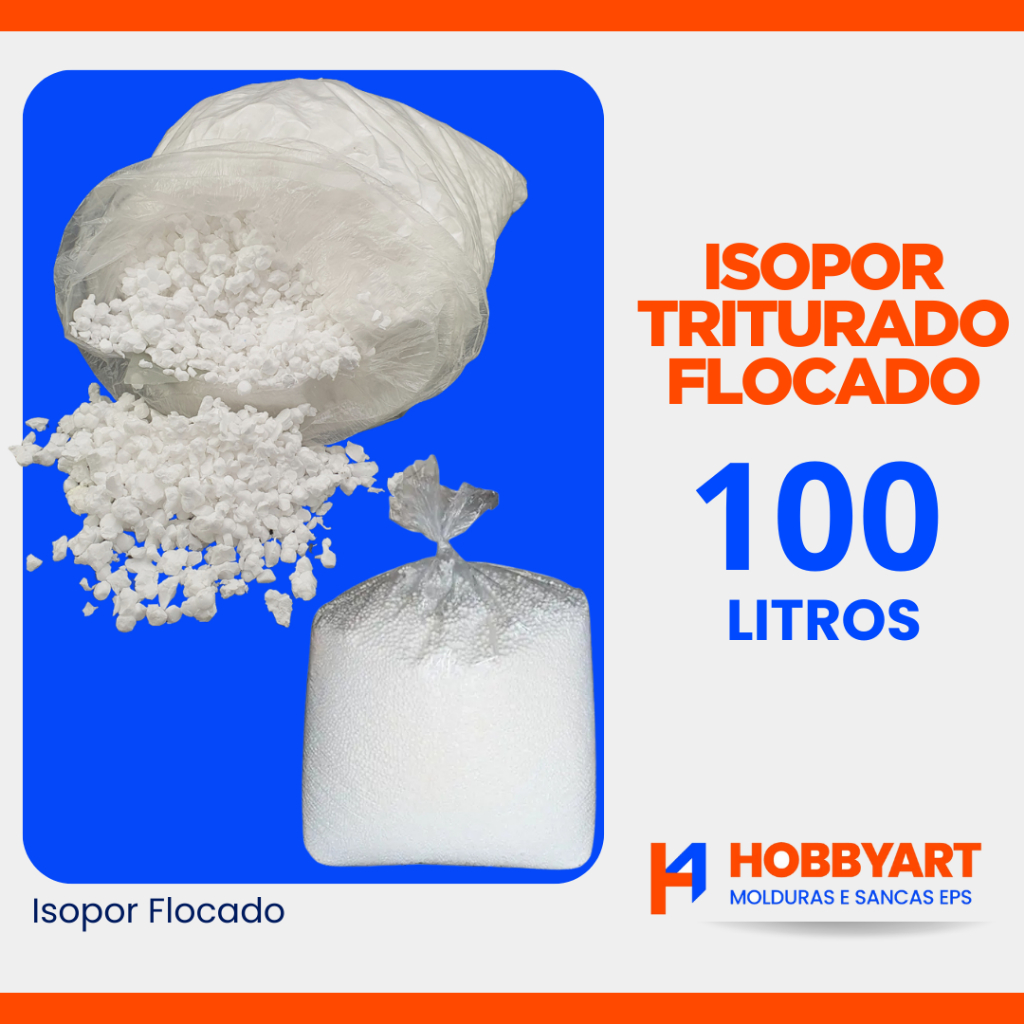 Isopor Triturado Flocado 100 Litros – Floquinhos de Neve Enchimento leve Ideal para Slime Puff Decoração e Construção