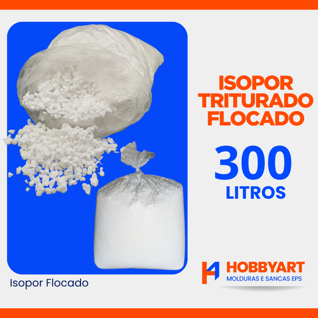 Isopor Triturado Flocado 300 Litros – Floquinhos de Neve Enchimento leve Ideal para Slime Puff Decoração e Construção