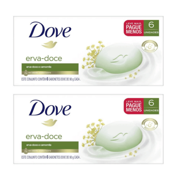 Kit 12x Sabonete Dove em Barra 90g- Erva Doce