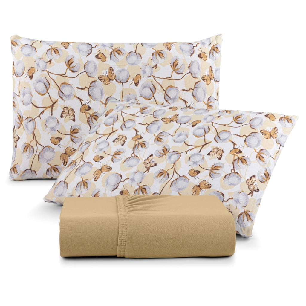 Jogo de Lençol King Malha 100% Algodão 200 Fios C/ 3 Peças Jogo de Cama Malha King Lençol Malha