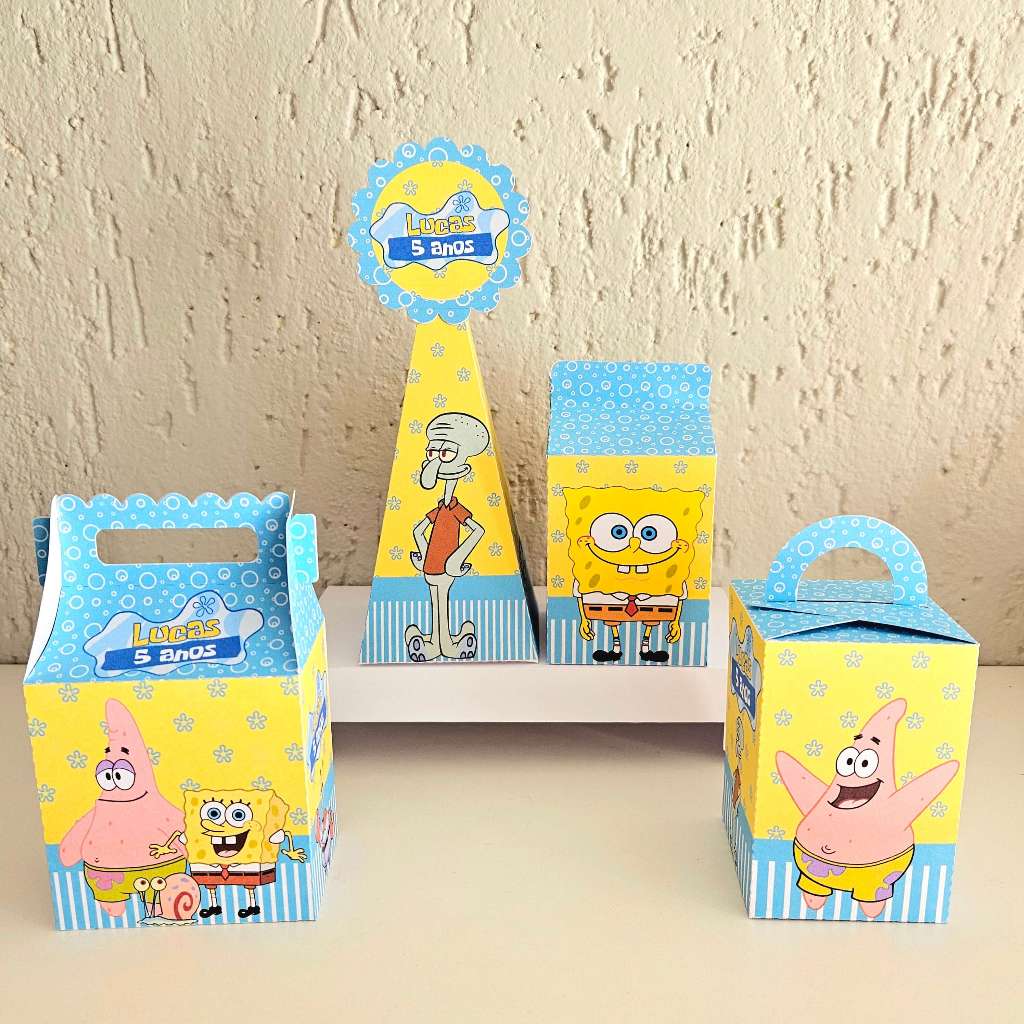 KIT CAIXAS PERSONALIZADAS BOB ESPONJA/ LEMBRANCINHA DE FESTA INFANTIL/ANIVERSÁRIO